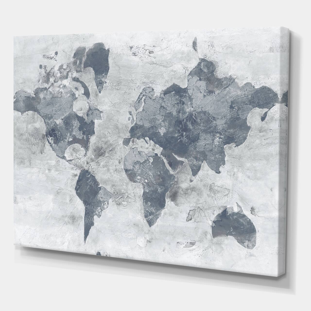 Designart - Golden Grey World Neutral - Traditional Canvas Art